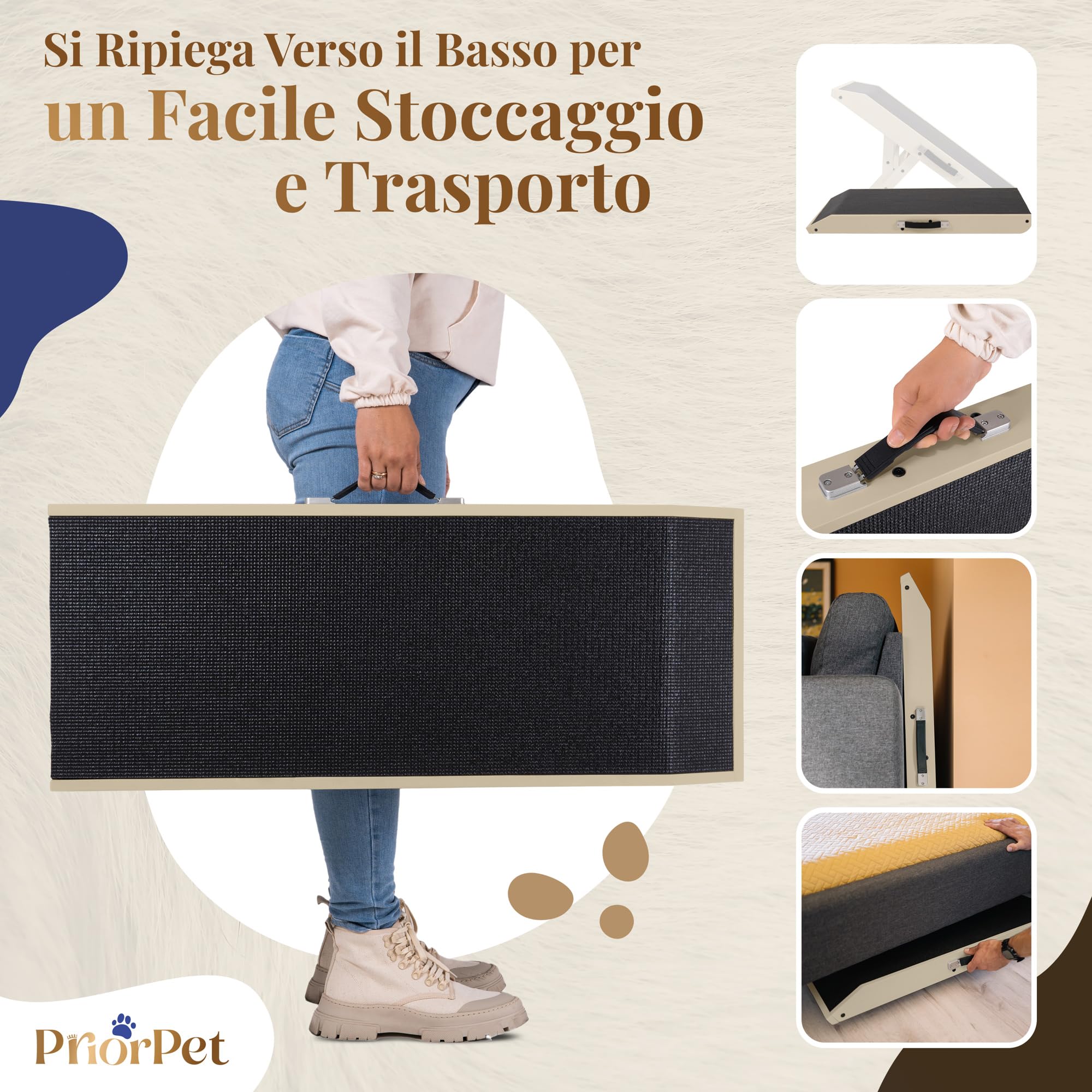PriorPET rampe pliage: mécanisme compact permet un rangement facile et rapide.