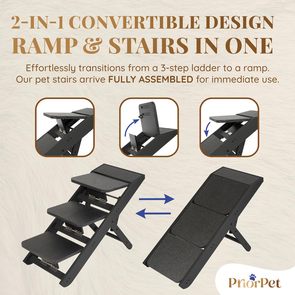 Rampe PRIORPET pliable pour chien prête au rangement et au déplacement.