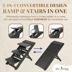Rampe PRIORPET pliable pour chien prête au rangement et au déplacement.