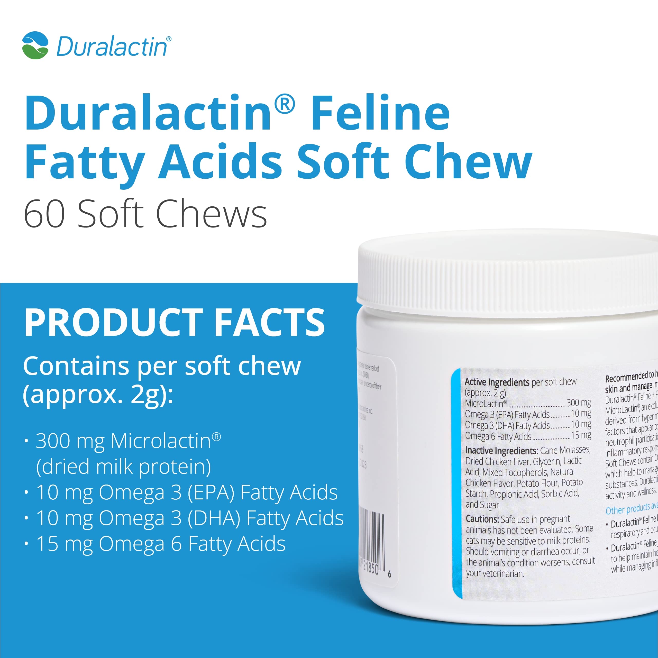 PRN Duralactin Chat acides gras omega3-6: bien‑être durable pour chats.