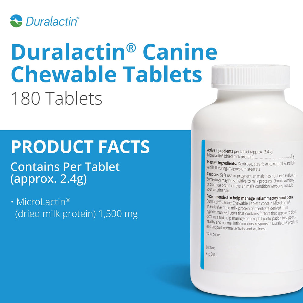 Tablettes Duralactin vanille pour chien, soutien potentiel à la mobilité