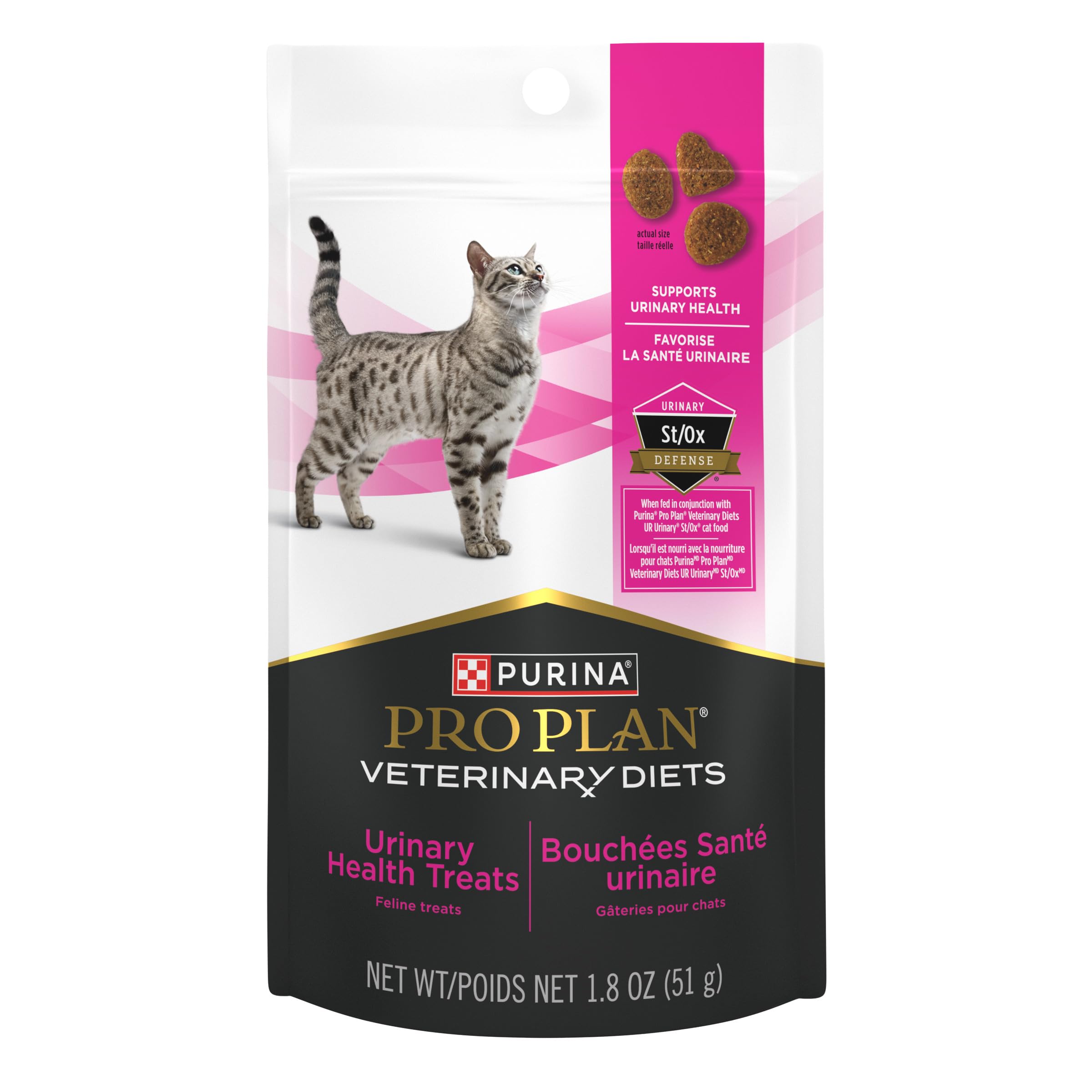 Friandises Pro Plan Veterinary Diets pour chats, pochette frais, plaisir et soutien potentiel à la santé urinaire.