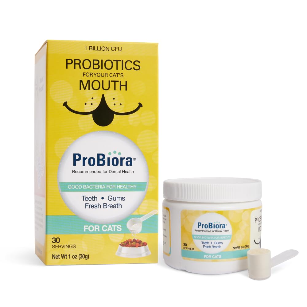 Probiora pour chats: dents plus blanches et gencives saines.