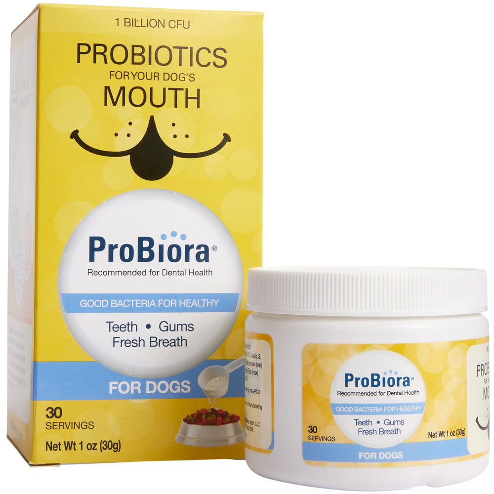 Probiora pour chiens — format pot: dosage quotidien simple.