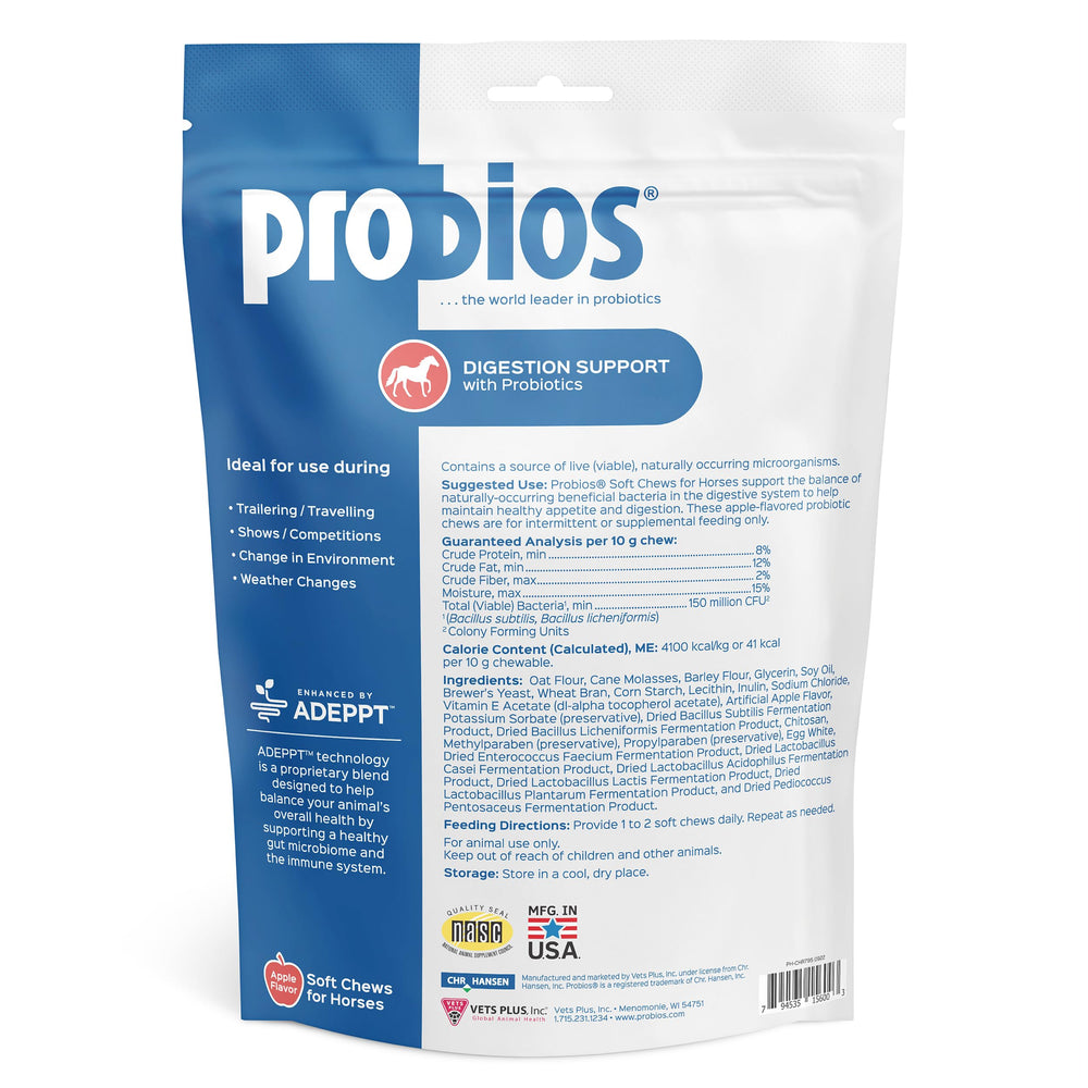 Probios pour chevaux – étiquette SQF, assurance qualité et sécurité.