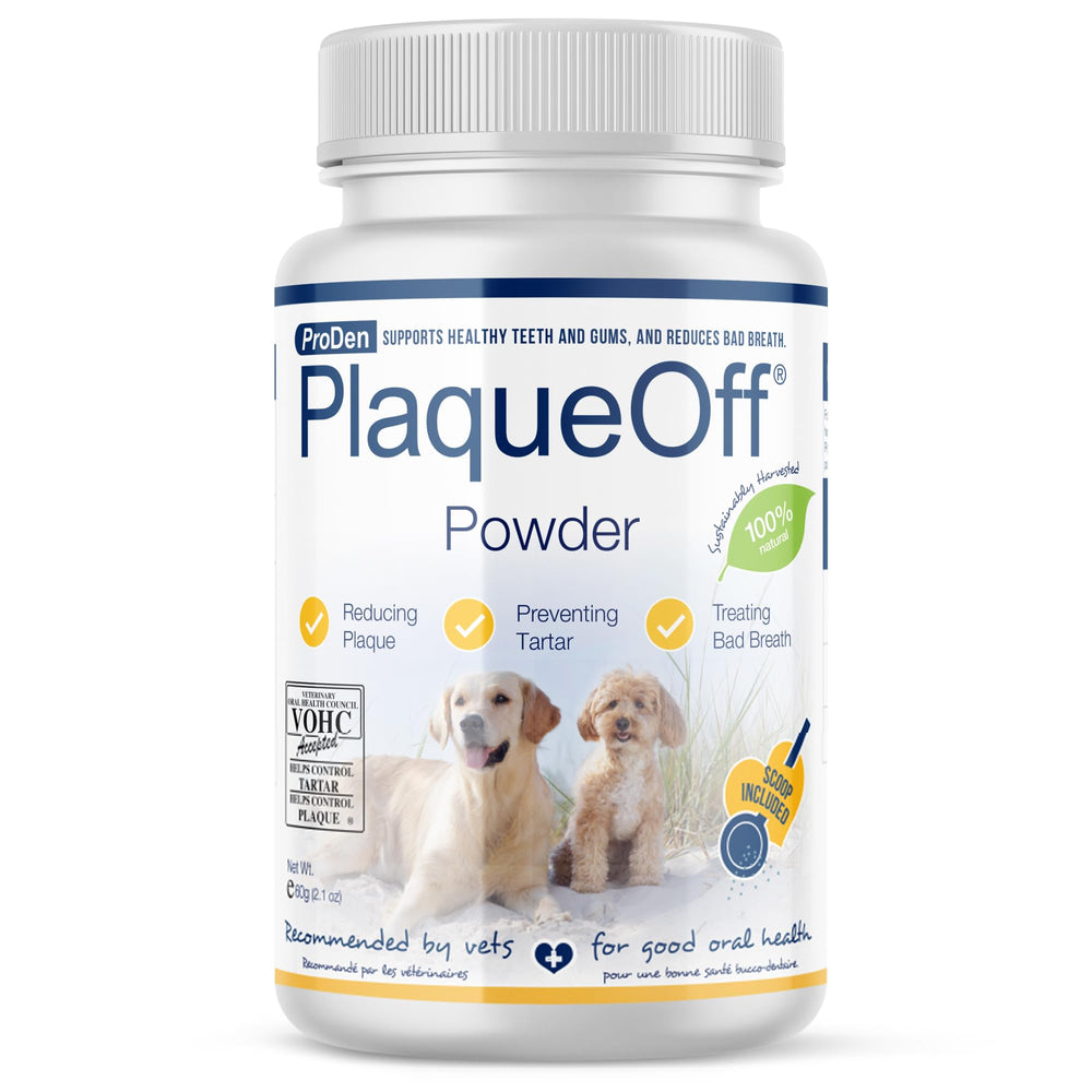 ProDen PlaqueOff emballage 60 g facilite l'hygiène dentaire des chiens et chats.