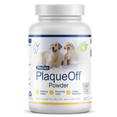 ProDen PlaqueOff Poudre – flacon, soutien possible à l'hygiène dentaire des animaux.