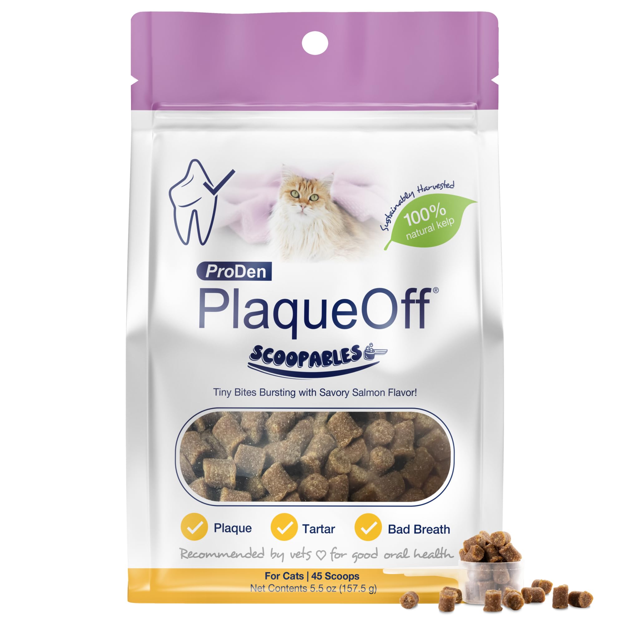 ProDen PlaqueOff Scoopables pack saumon pour chats soutient l'hygiène buccale
