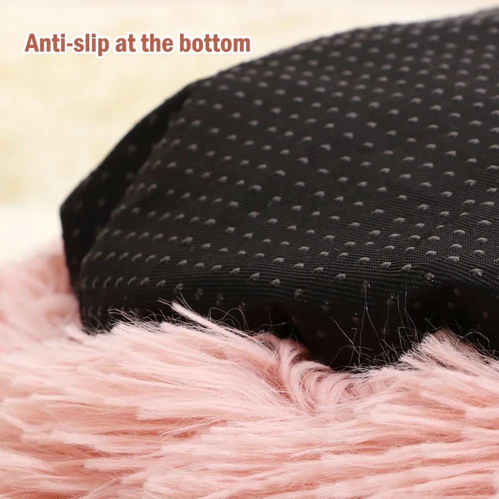 Grand lit rond chat en peluche rose – dimensions 24-pouces pour une grande surface.