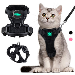 Harnais chat PROFAVO avec AirTag intégré, sécurité renforcée pour la sortie nocturne.