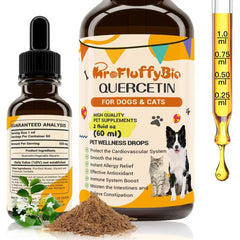 ProFluffyBio Quercétine chien – bouteille 60 ml, soutien immunitaire possible.