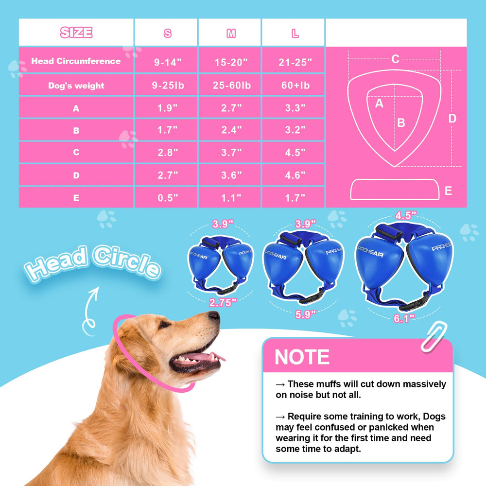 PROHEAR protecteurs d'oreilles pour chiens bleu, réduction du bruit lors des sorties