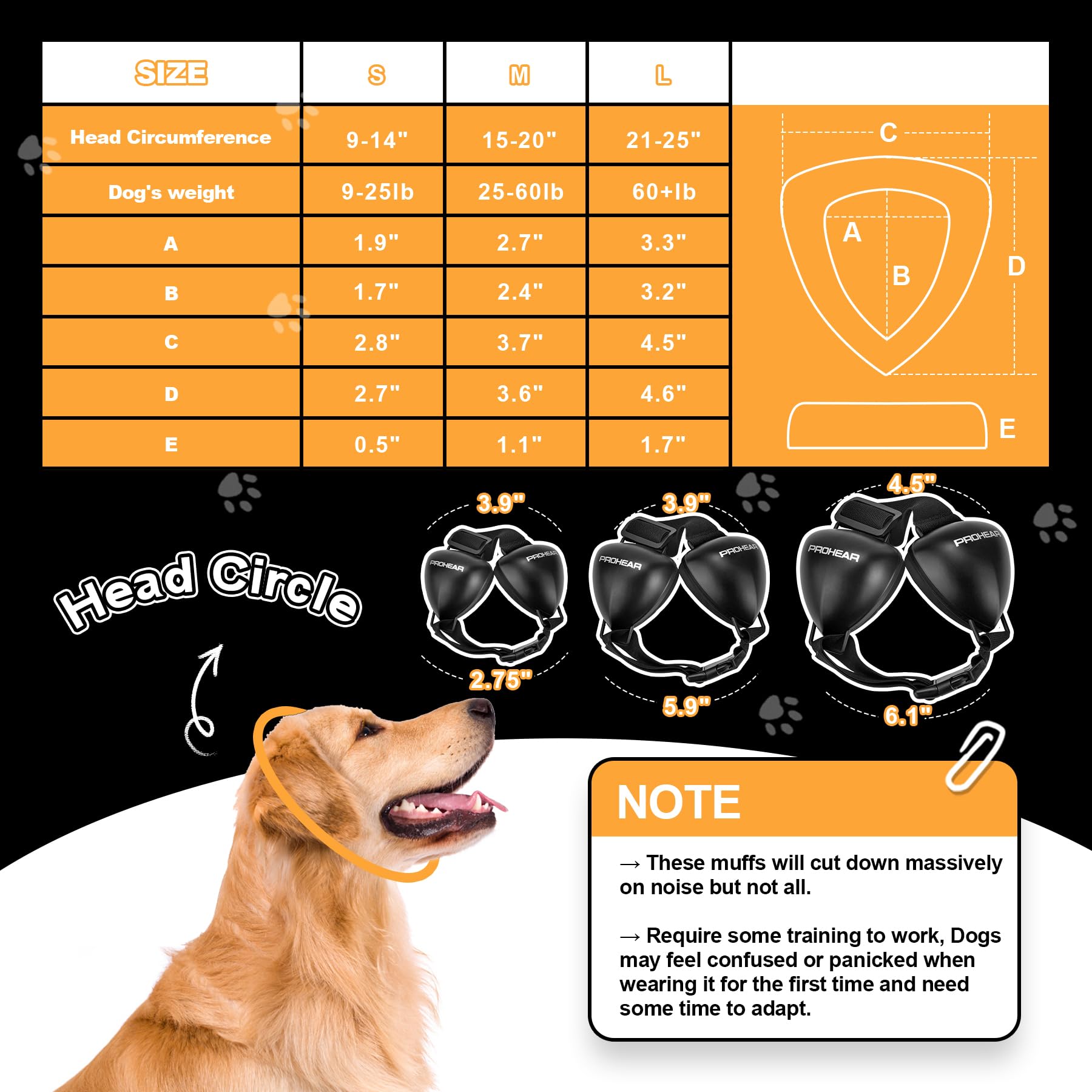 PROHEAR protection auditive NRR 28 dB pour chien, réduction du bruit