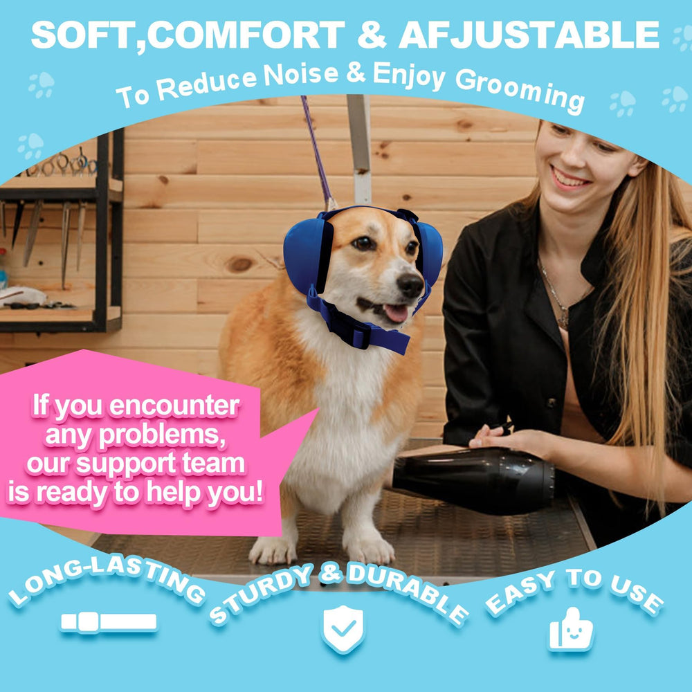PROHEAR taille grand couvre entièrement les oreilles du chien bleu