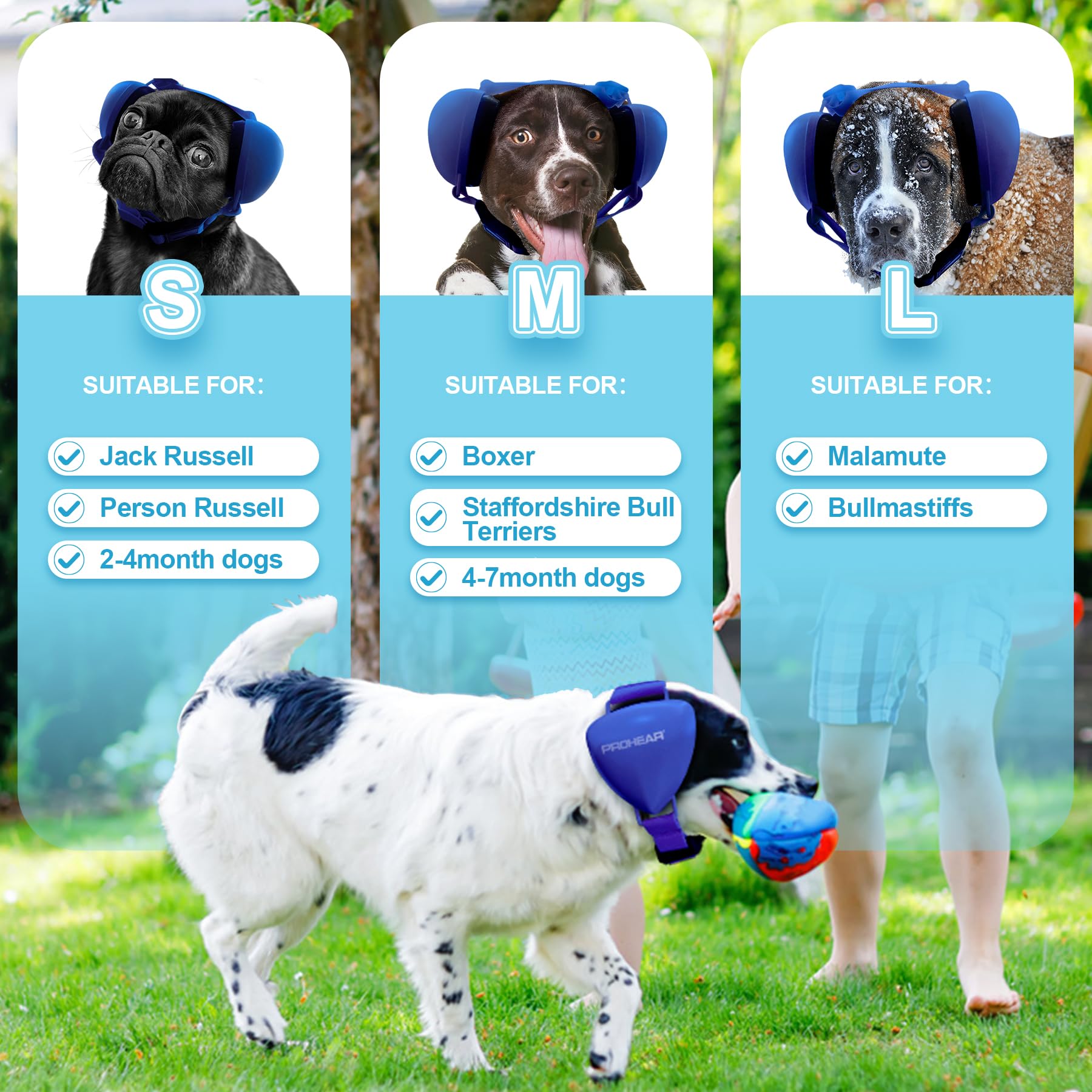 PROHEAR Ungrade GEL Pads pour chien – sangle élastique réglable et ajustement sûr
