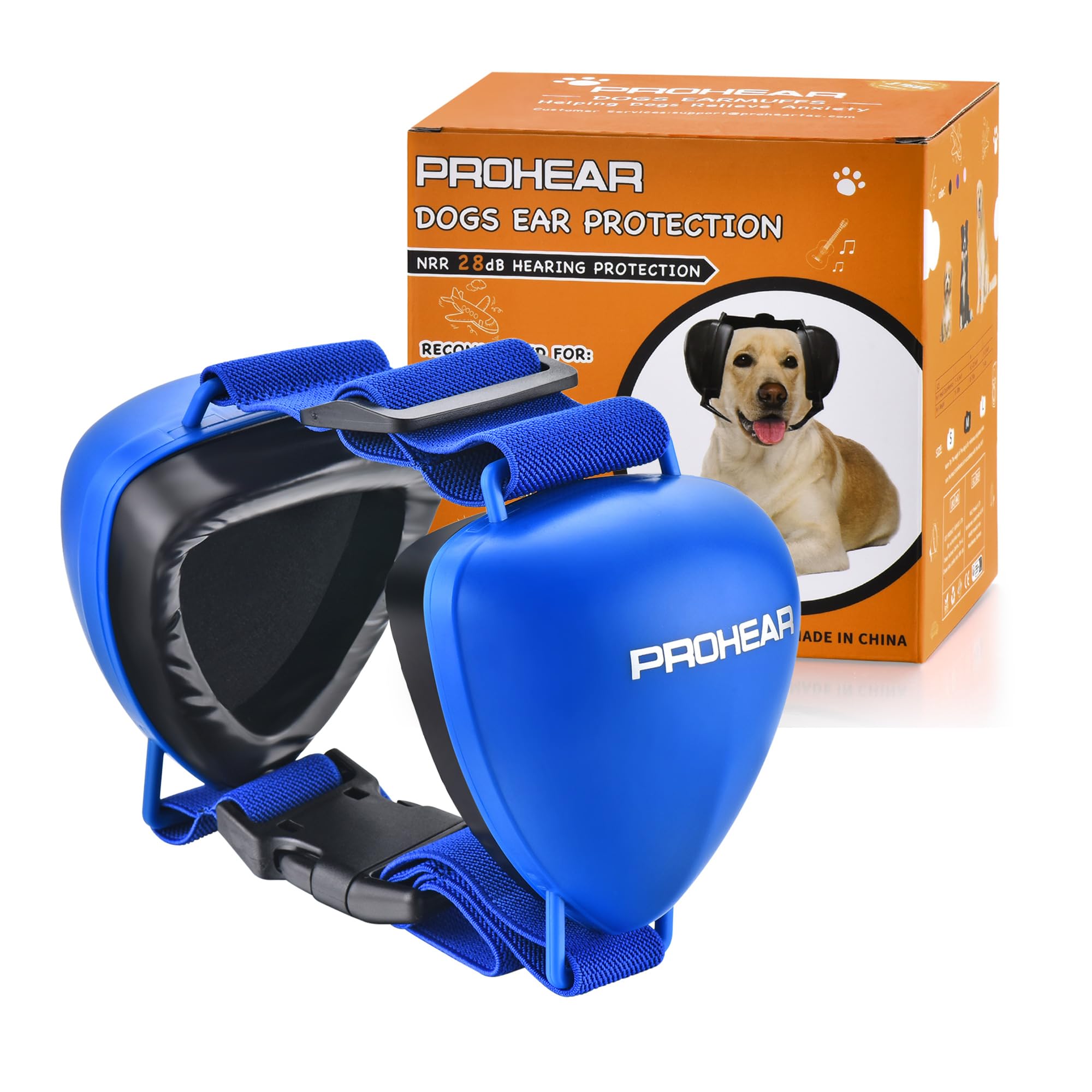 PROHEAR Ungrade GEL Pads pour chien – vue avant bleu et confort accru des oreilles