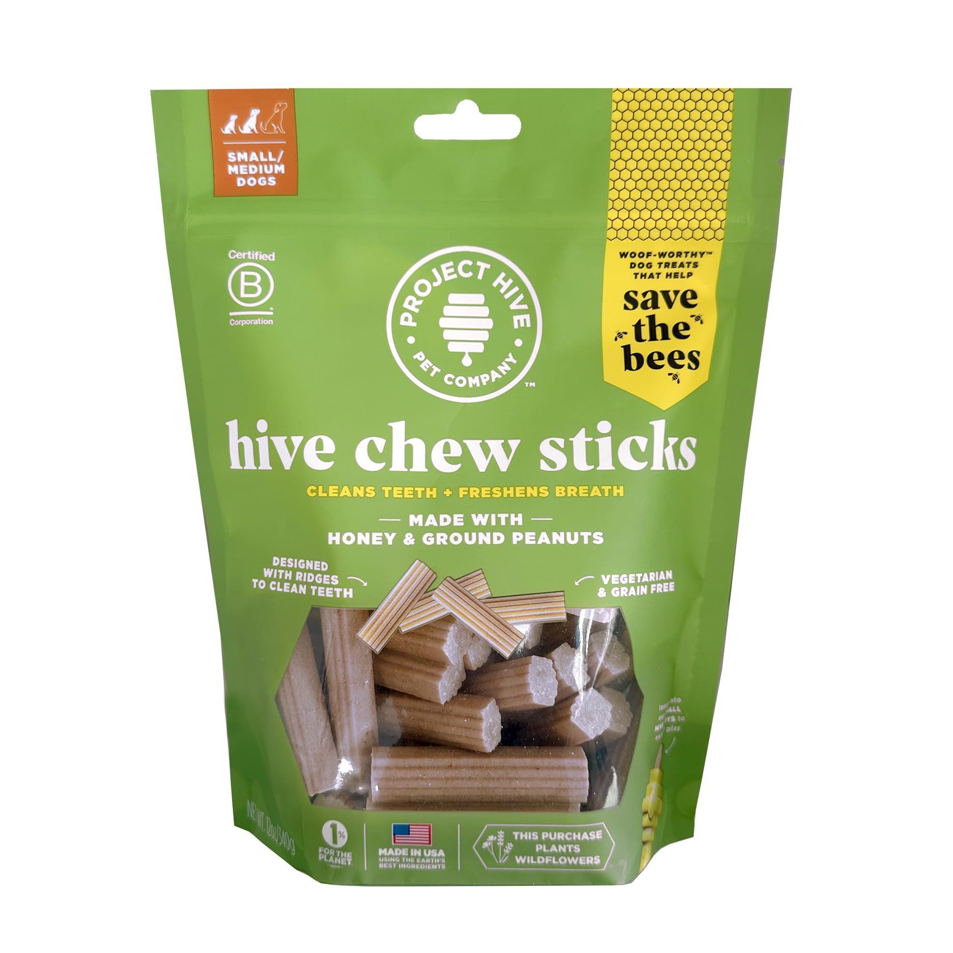 PROJECT HIVE bâtons dentaires pour chien petit, action nettoyante sur les dents.