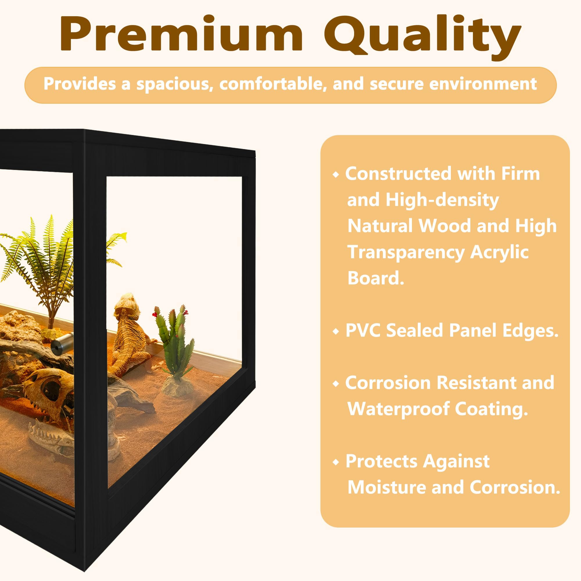 PROLEE Dragon Barbu Terrarium base en acrylique étanche pour entretien simplifié.