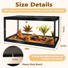 PROLEE Dragon Barbu Terrarium bois et verre transparents pour observation facile.