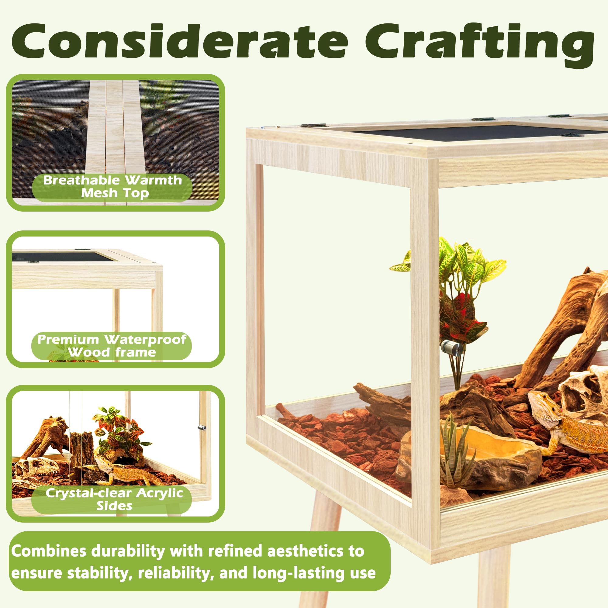 PROLEE terrarium panneaux acryliques transparents offrent vue claire et entretien facile.