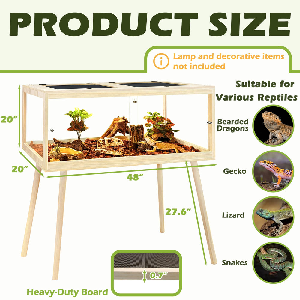 PROLEE terrarium porte frontale coulissante avec serrure pour sécurité animale.
