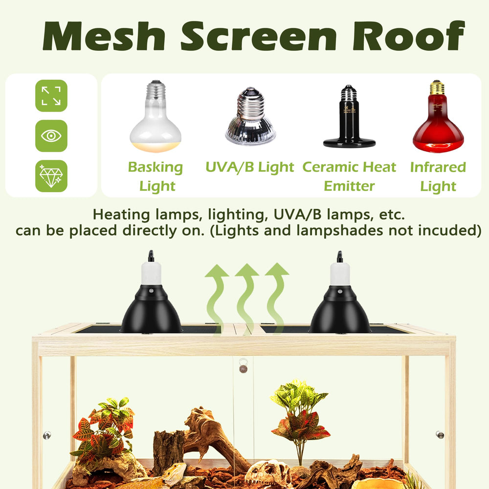 PROLEE terrarium toit en maille métallique assure ventilation efficace.