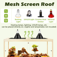 PROLEE terrarium toit en maille métallique assure ventilation efficace.