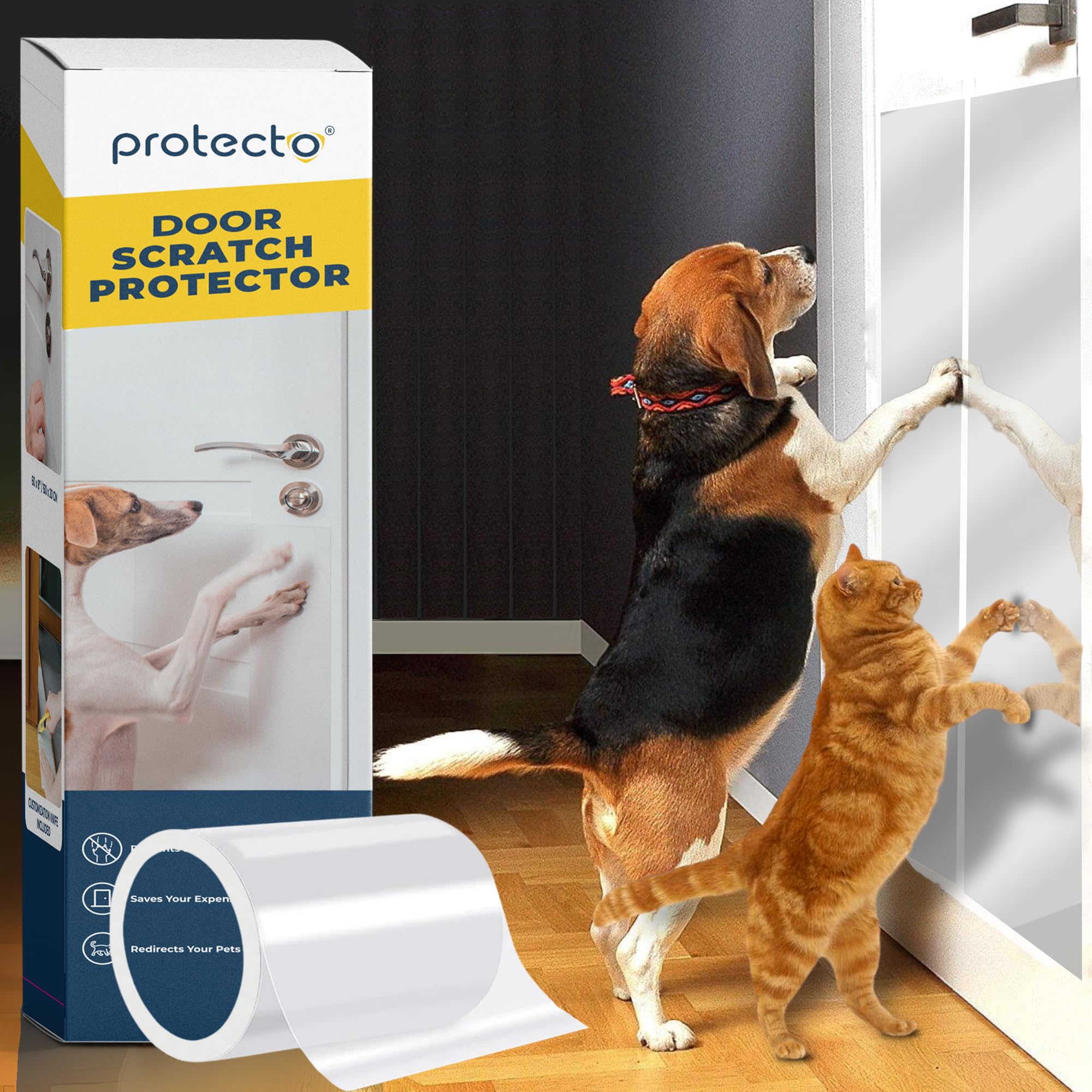 PROTECTO protège le mur des griffures de chats et chiens, 60x8, transparent.