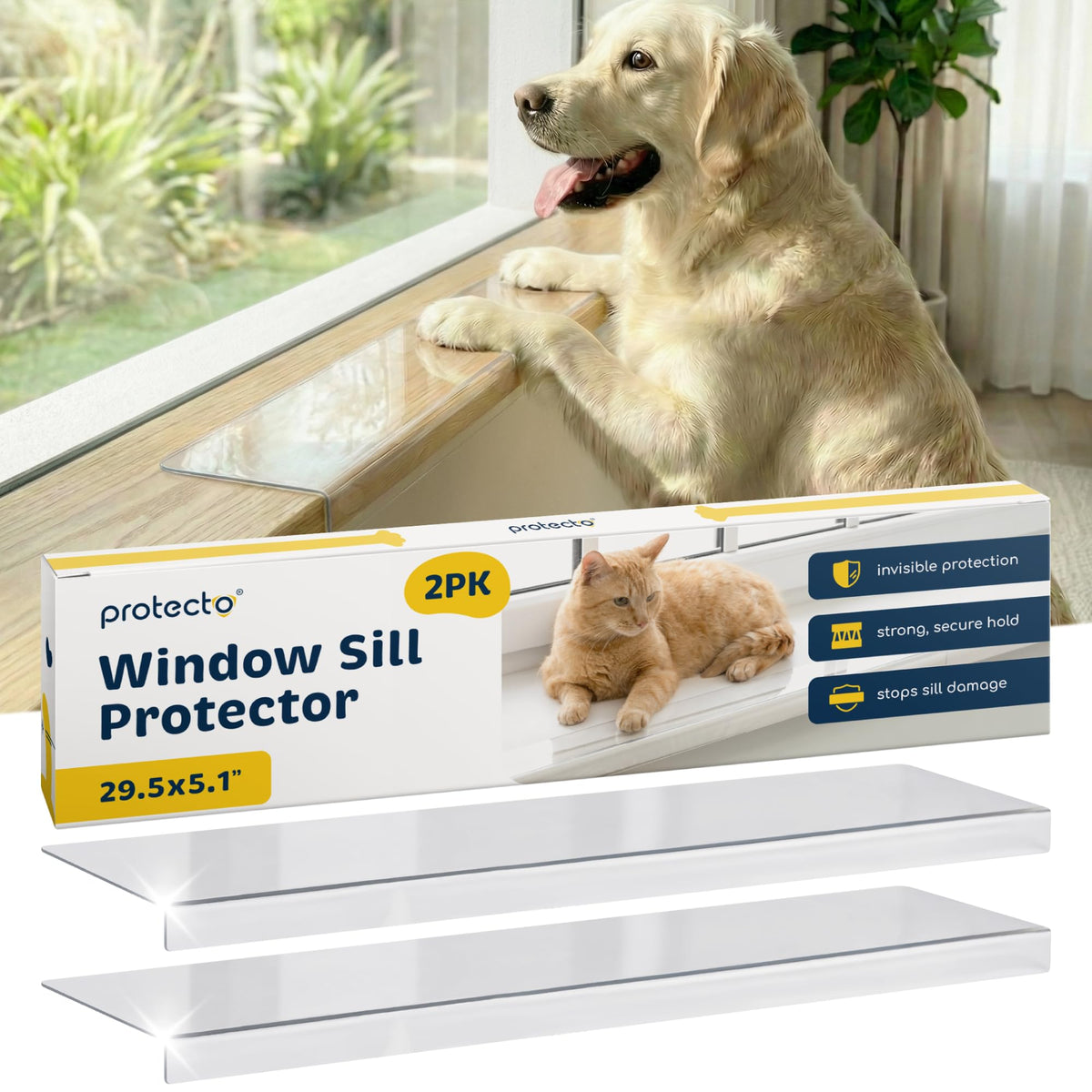 PROTECTO garde-rebord chien sur fenêtre, protège les griffes et mors.
