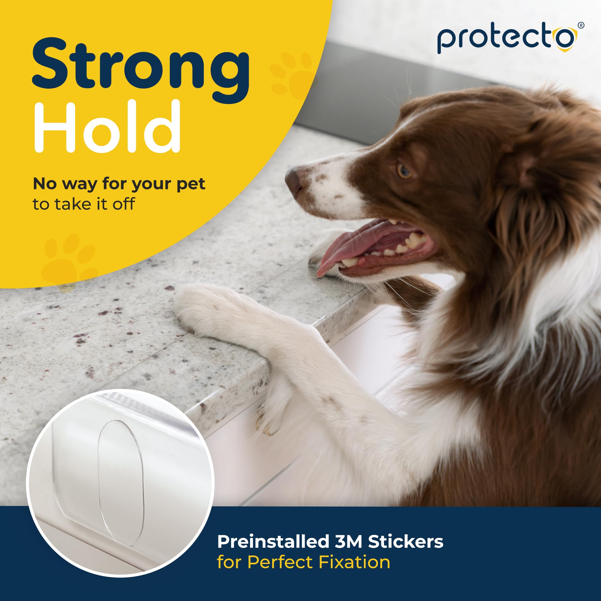 PROTECTO rebord sans griffes, réduit les dégâts et éclats.