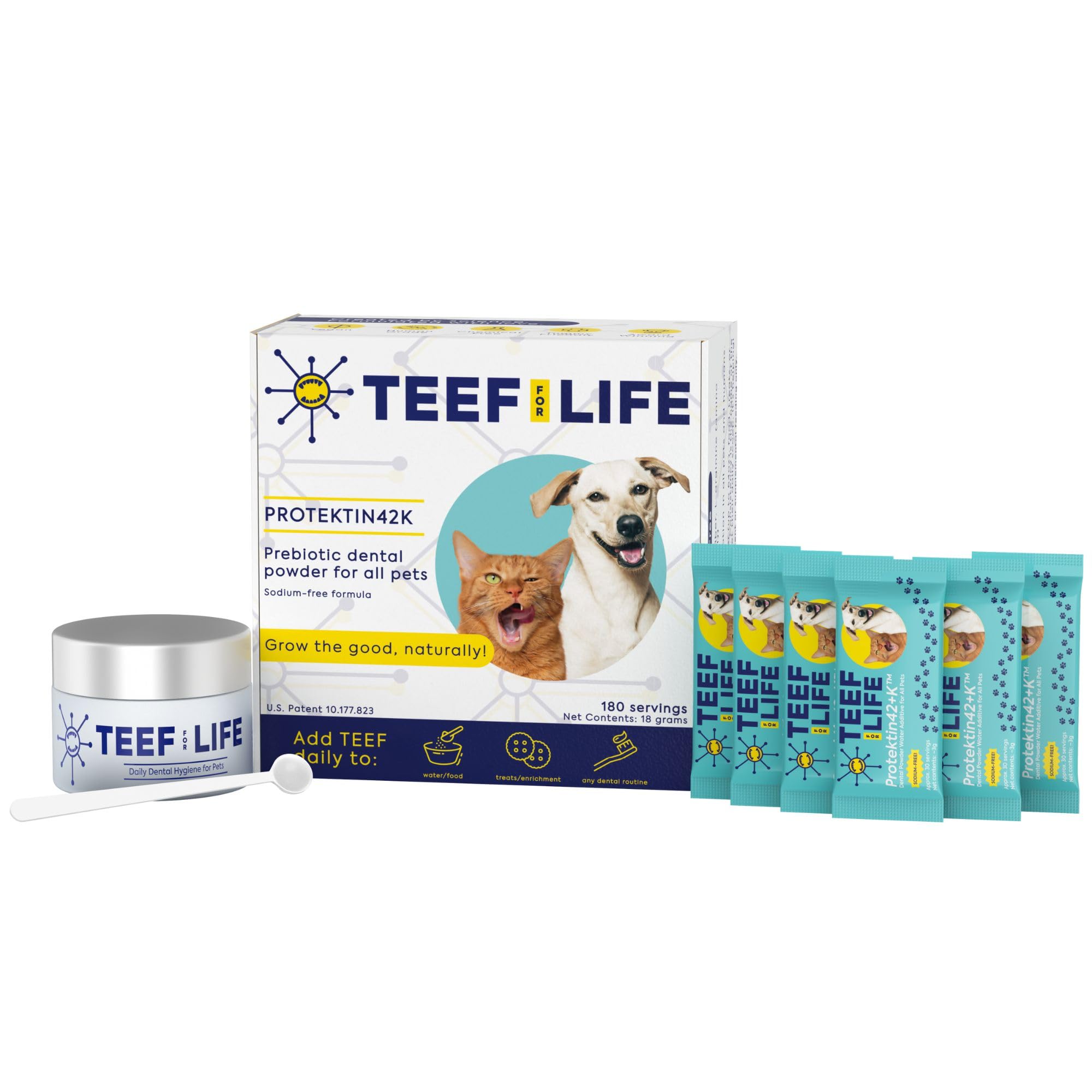 Protektin42K poudre dentaire pour animaux, image générale du produit, haleine plus fraîche.