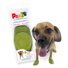 Bottes Protex PawZ pour petites pattes en caoutchouc vert olive, protection imperméable lors des sorties