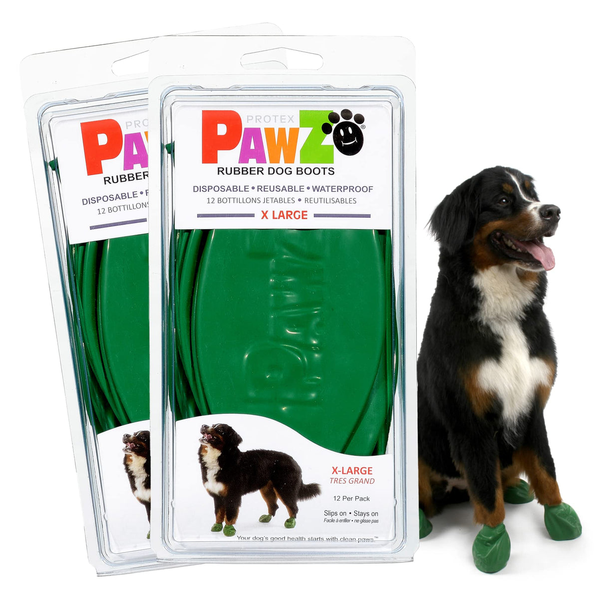 Bottes Protex PawZ pour chien imperméables vert xlarge sur patte, protection toutes saisons.