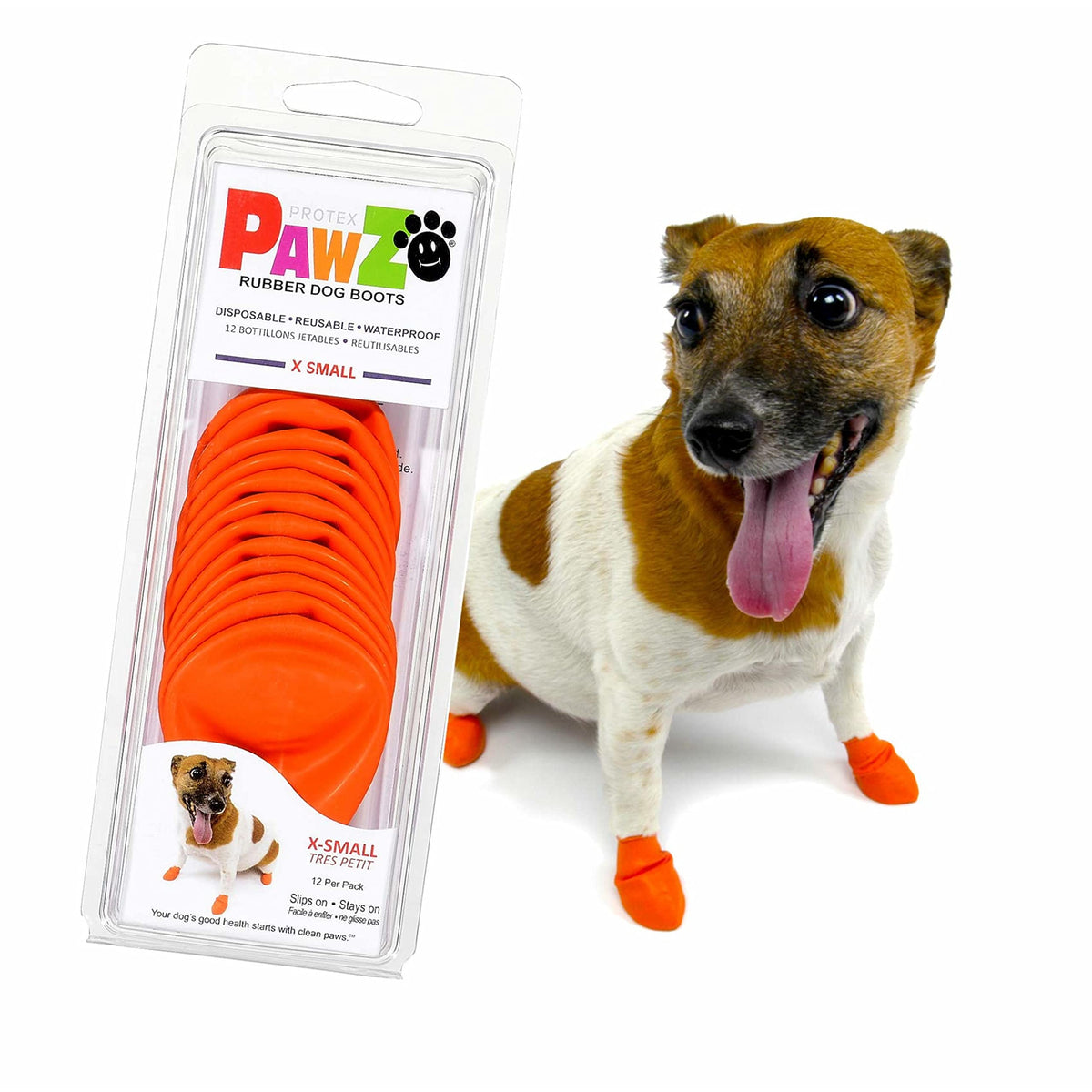 Protex PawZ bottes pour petit chien en lot orange assurant une protection tout temps.