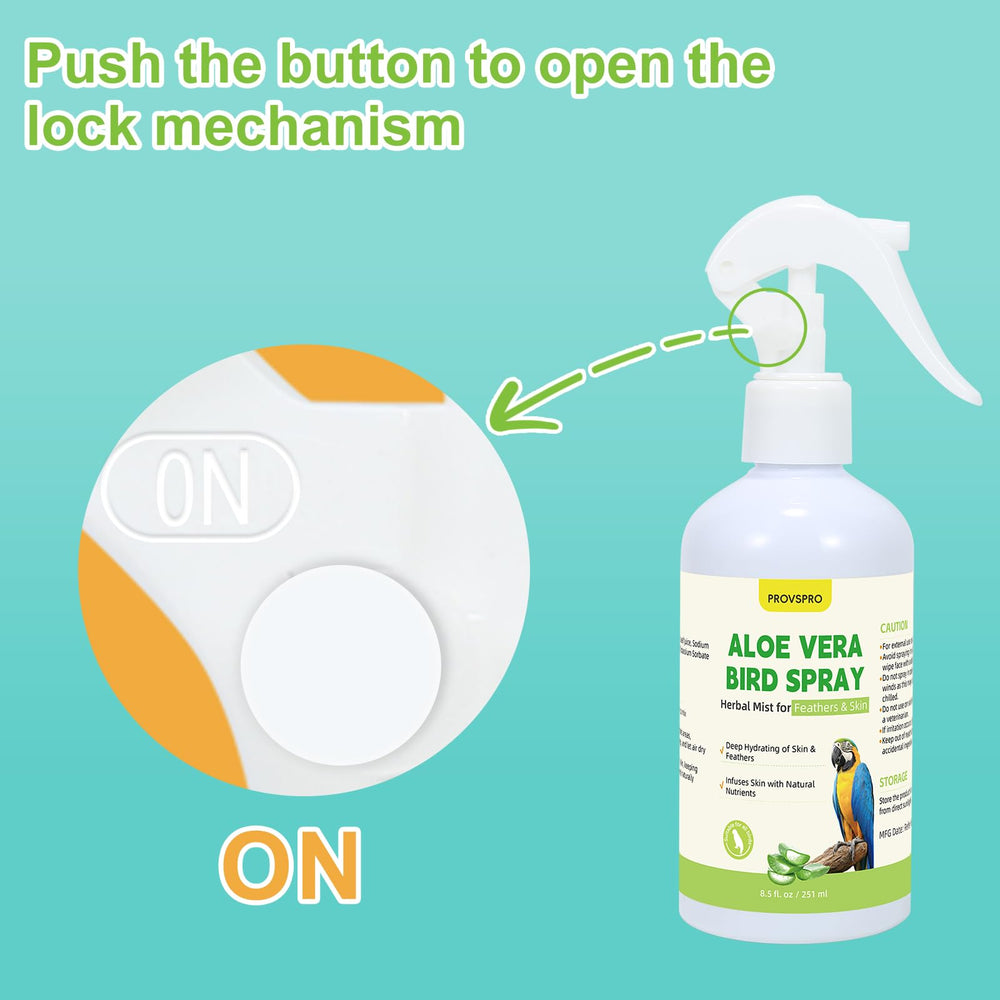 Provspro Aloe Vera Oiseau Spray – aide potentielle à apaiser démangeaisons et maintenir le plumage éclatant.