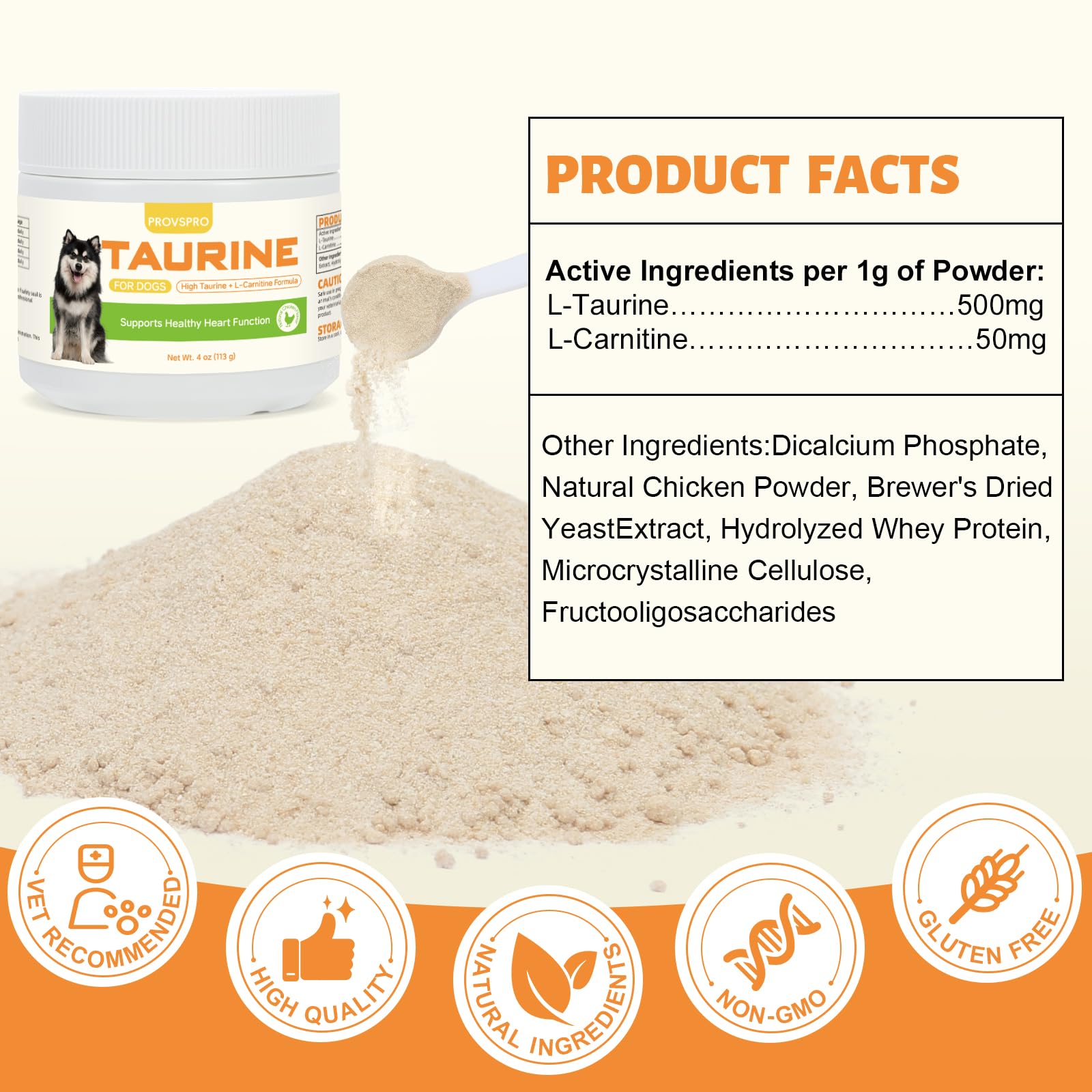 Provspro Taurine chien energie: chien plus actif et en forme
