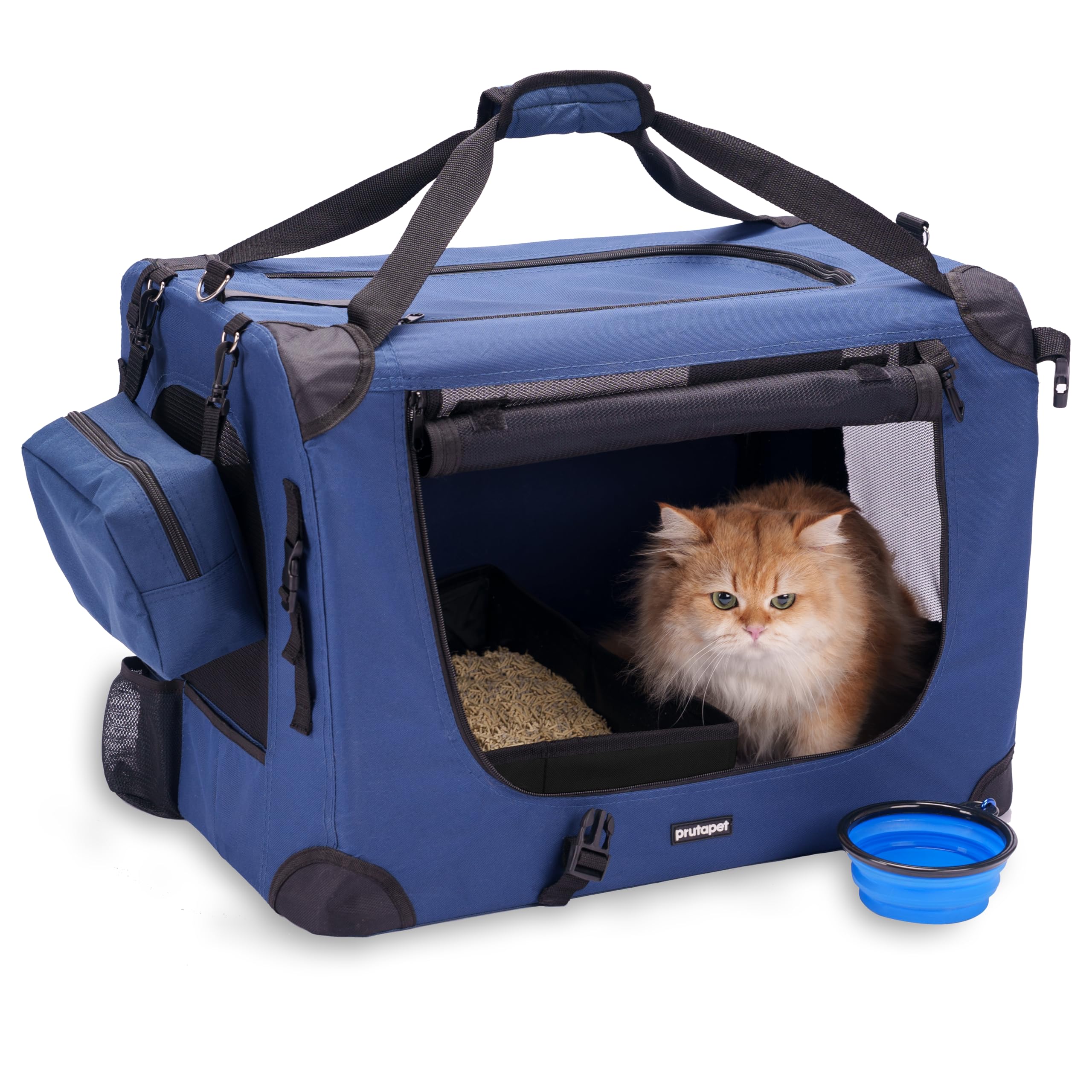 Prutapet grande caisse chat – espace intérieur pour se tenir et se détendre en voyage.
