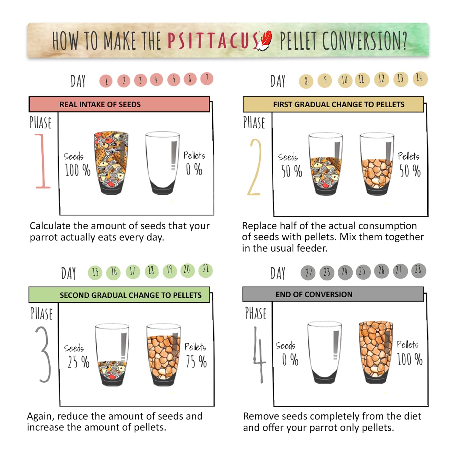 Ingrédients de qualité et arômes naturels du Psittacus High Protein.