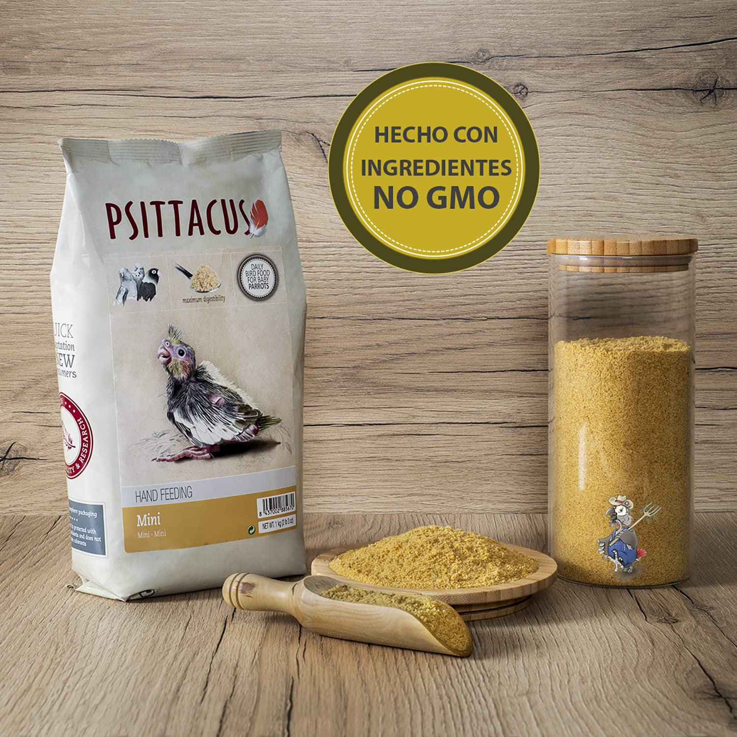 Psittacus Mini emballage 1 kg, produit européen sans OGM.