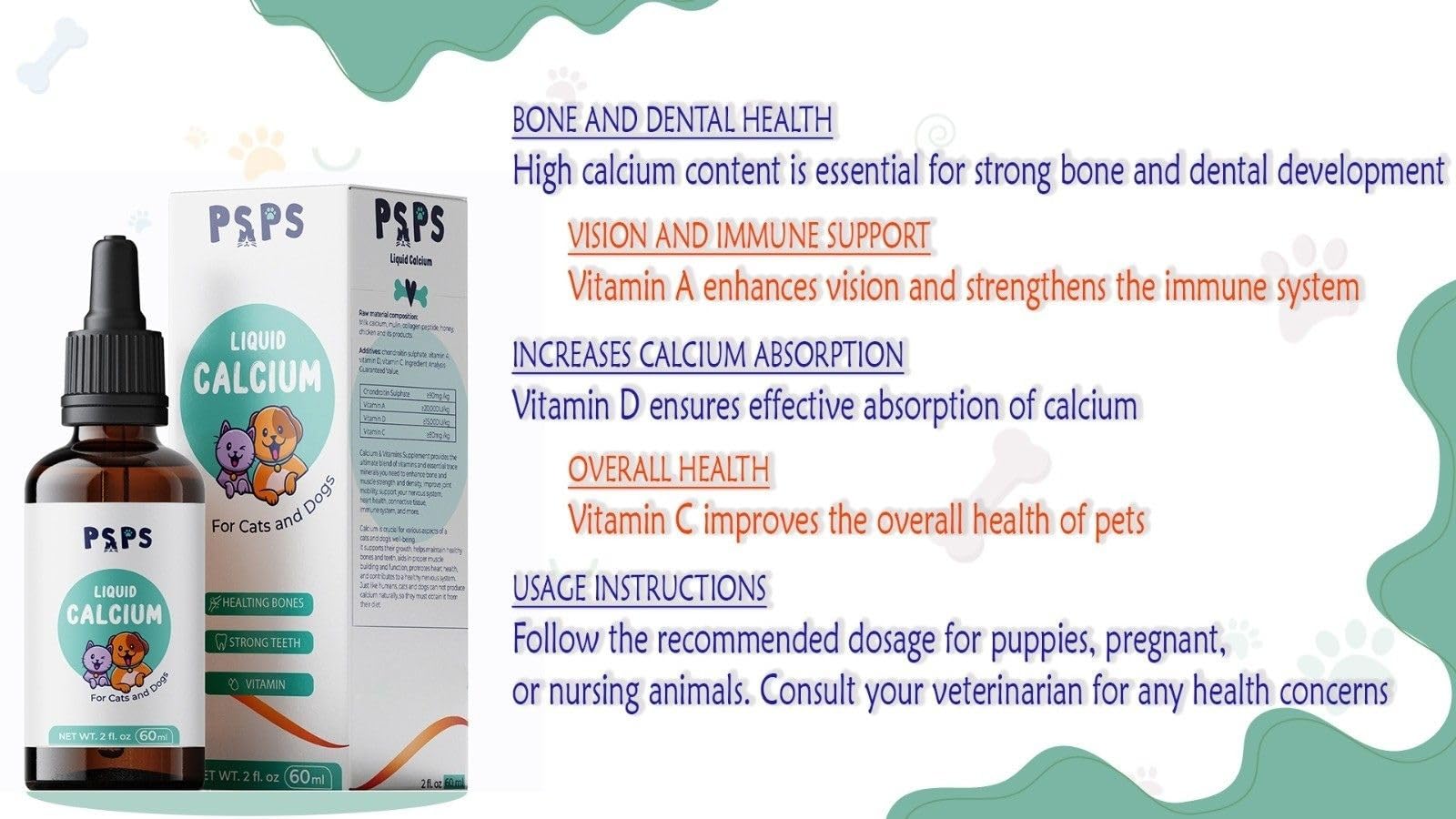 psps-calcium-liquide-vitamines-a-c-d, vitamines essentielles en complément nutritionnel