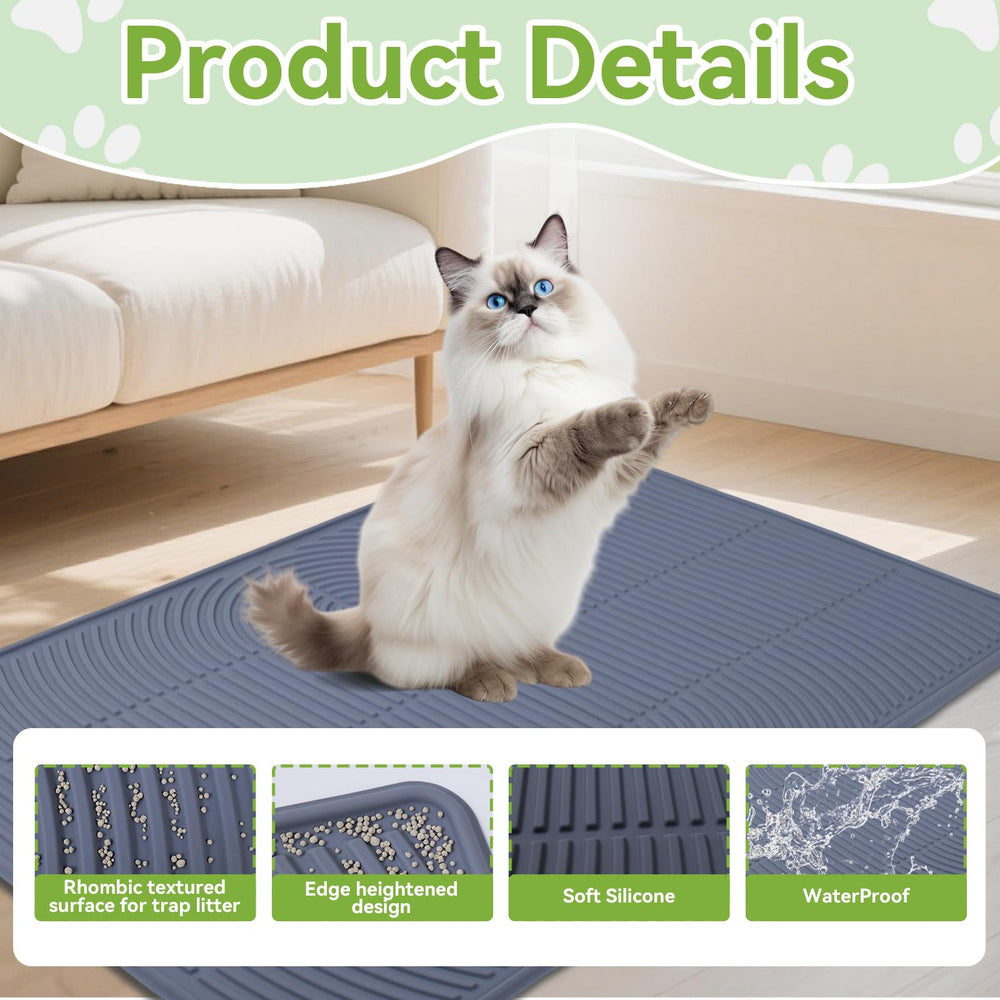PTAZSCTC Tapis litière silicone 47x35 — bordures levées empêchent les déversements