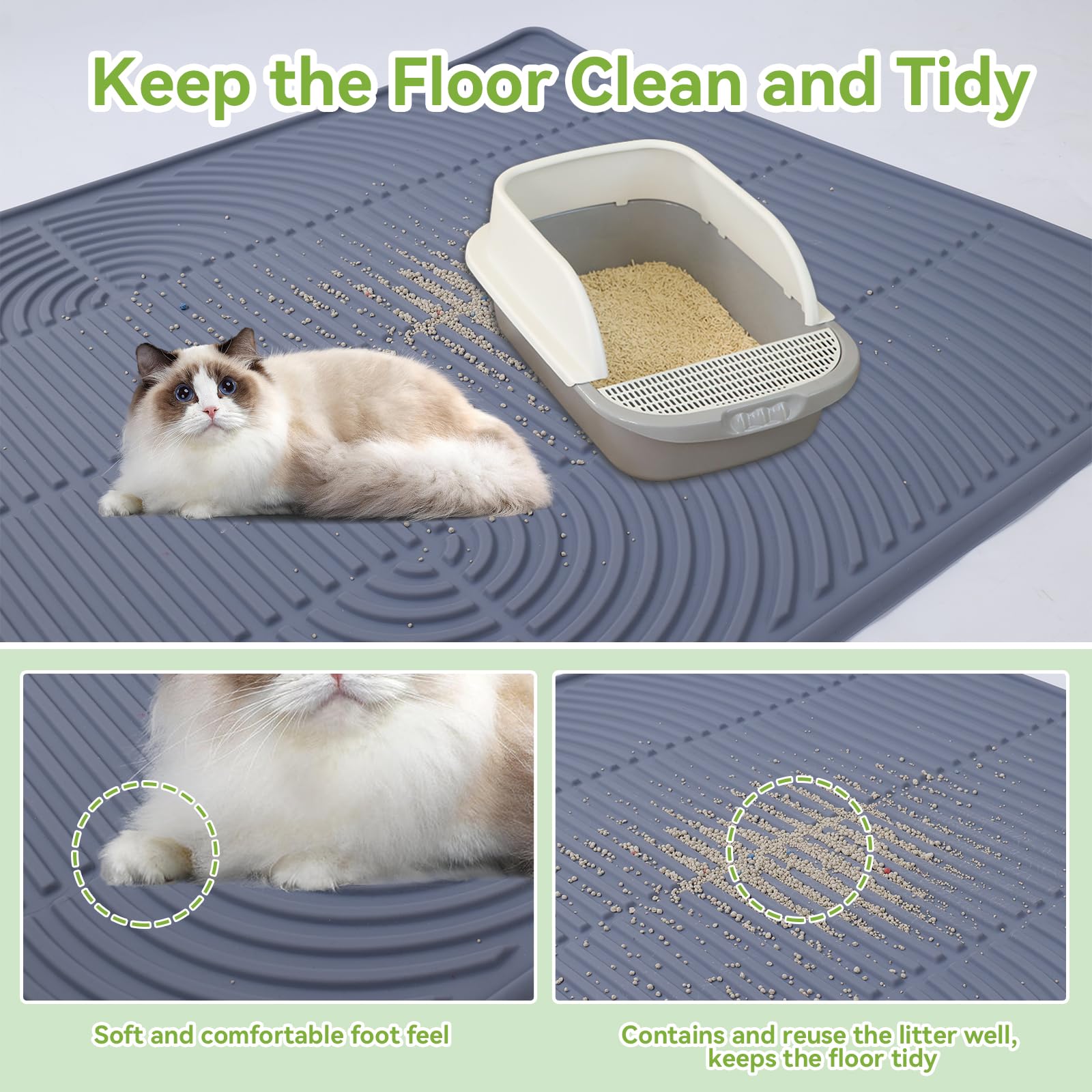 PTAZSCTC Tapis litière silicone 47x35 — nettoyage rapide après usage
