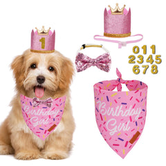 PTDECOR bandana anniversaire chien petit, accessoire mignon et confortable pour fête