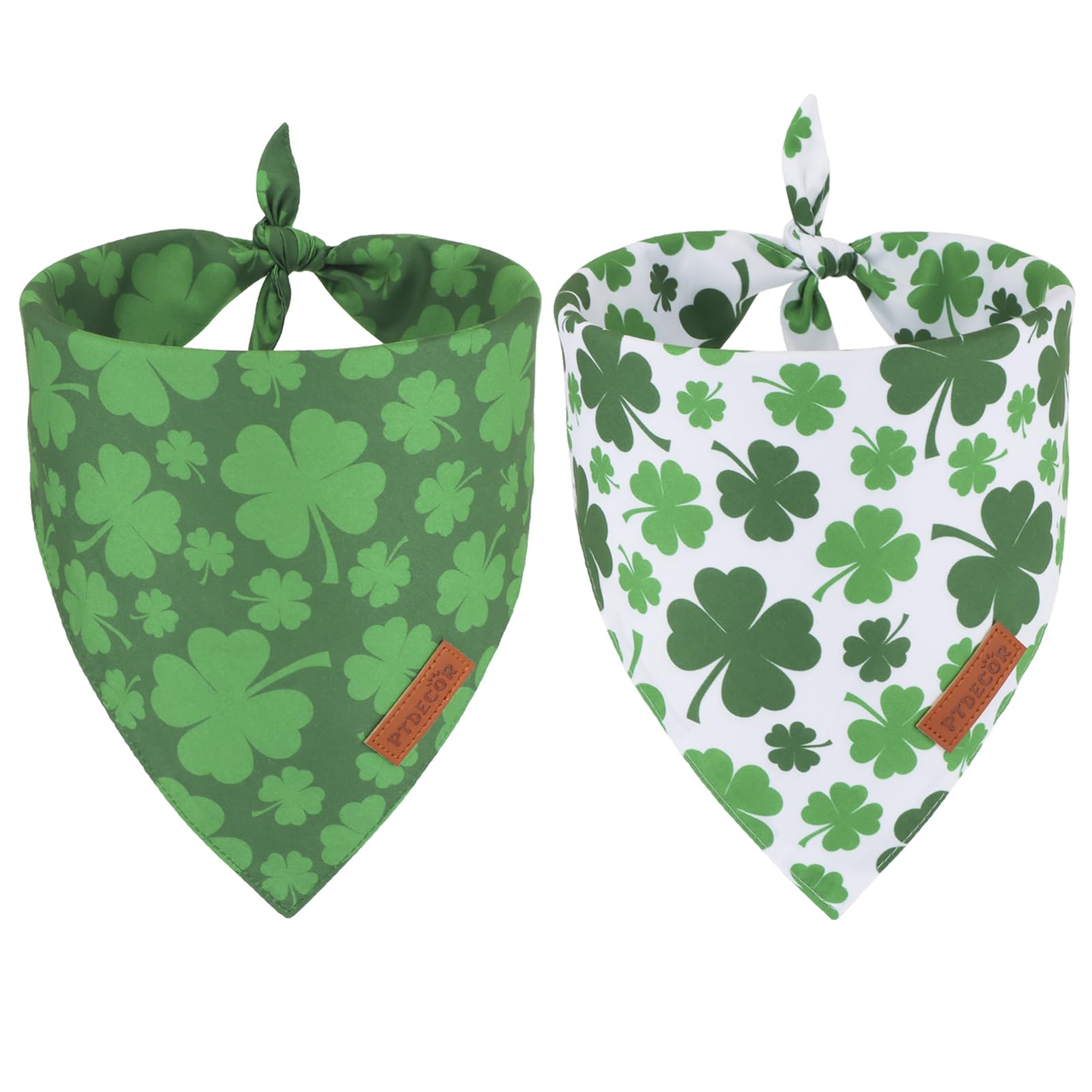 Bandana PTDECOR pour chien Saint-Patrick - motif trèfle vert, parfait pour les photos festives.