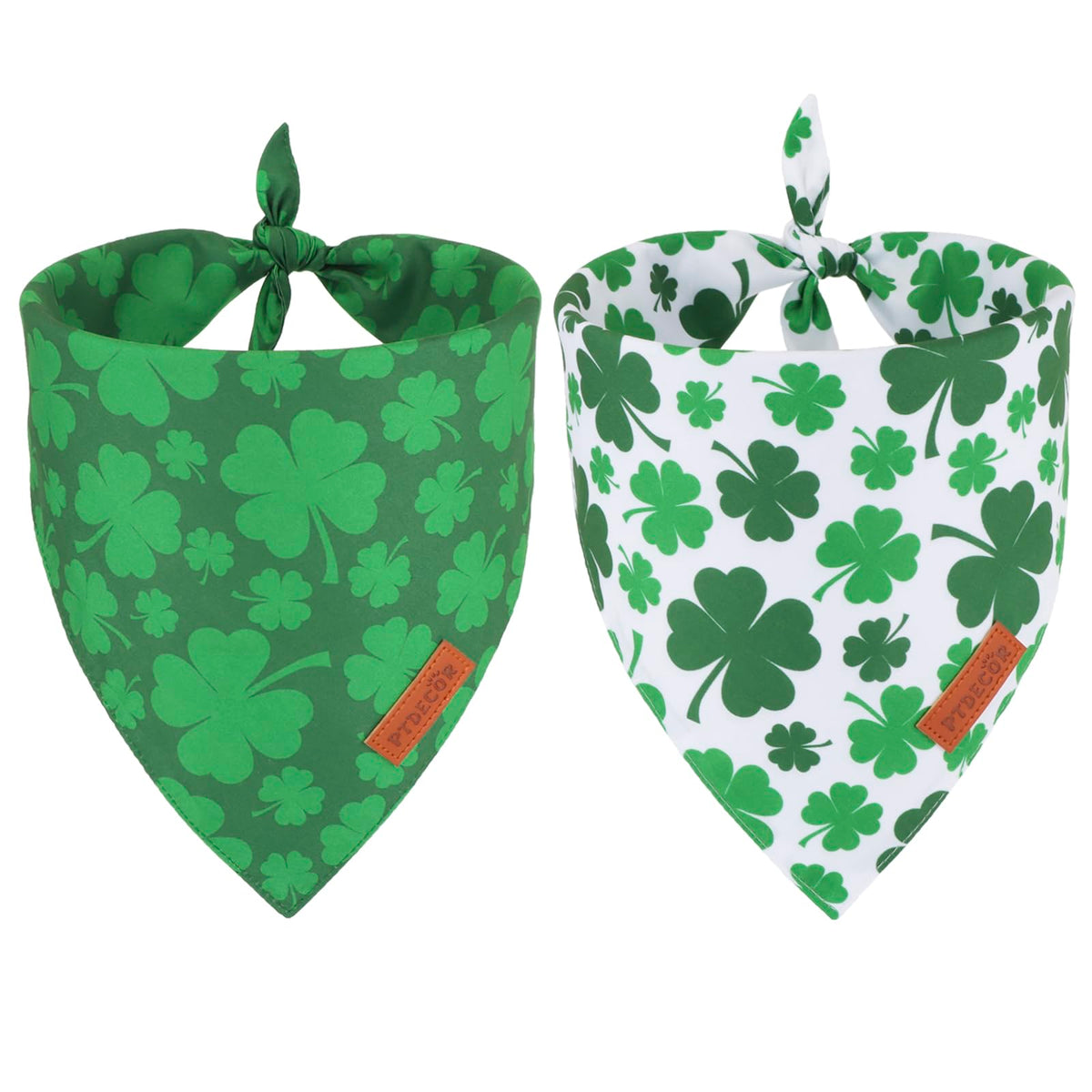 Bandana PTDECOR pour chien Saint-Patrick - motif trèfle vert, parfait pour les photos festives.