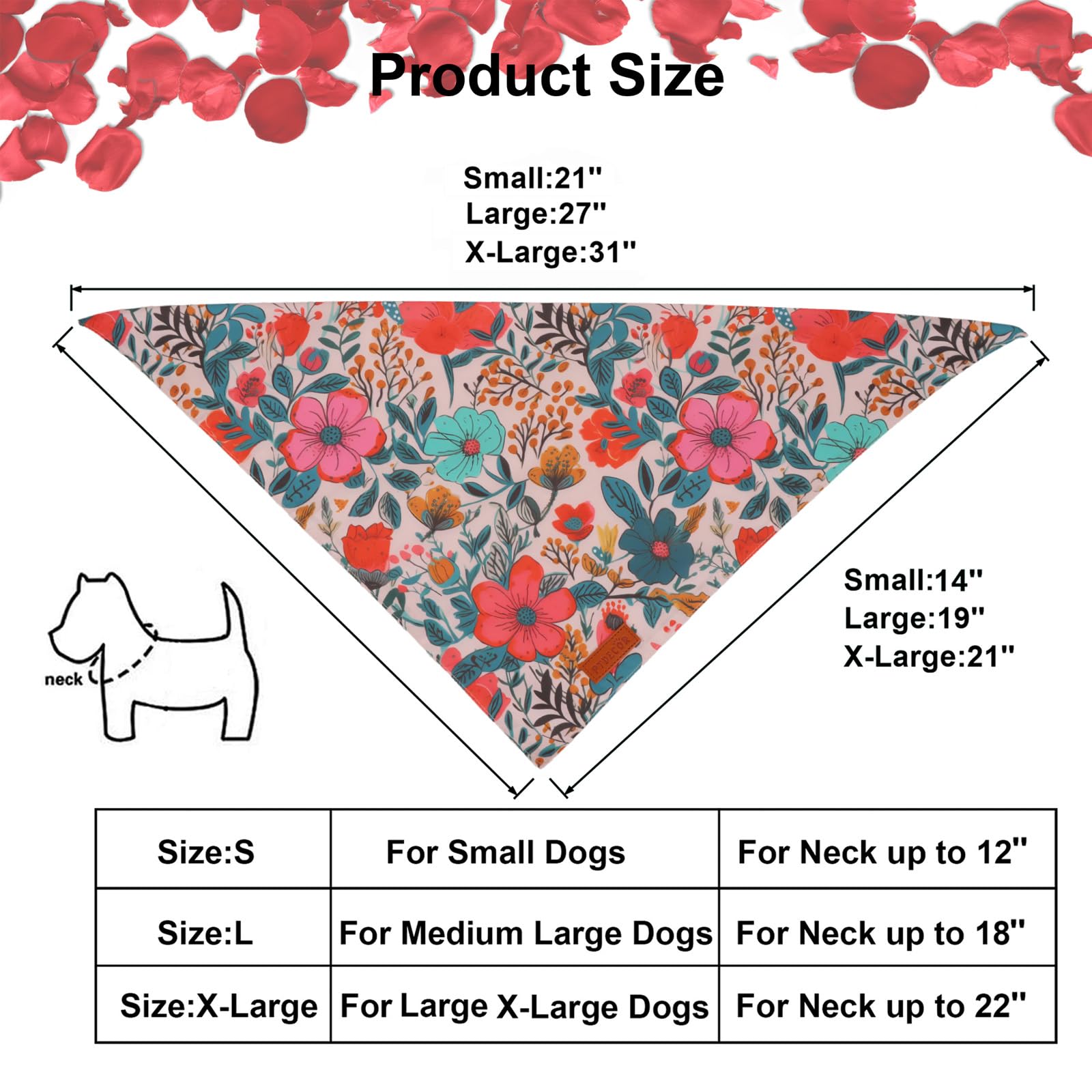 Bandana floral PTDECOR imprimé avec détails chic.