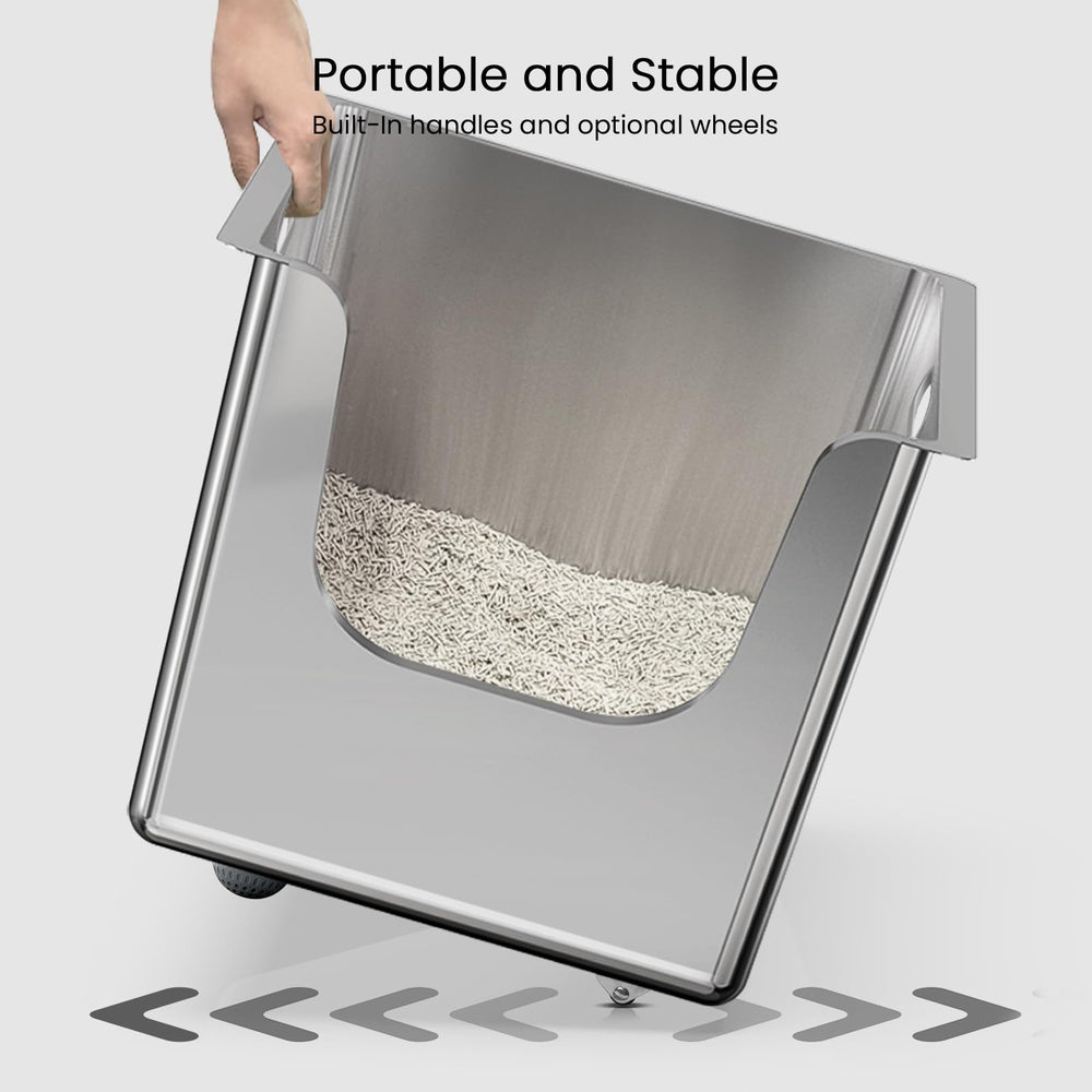 PTFFF litiere-acier-inox-bords-renforce: parois solides pour une utilisation durable