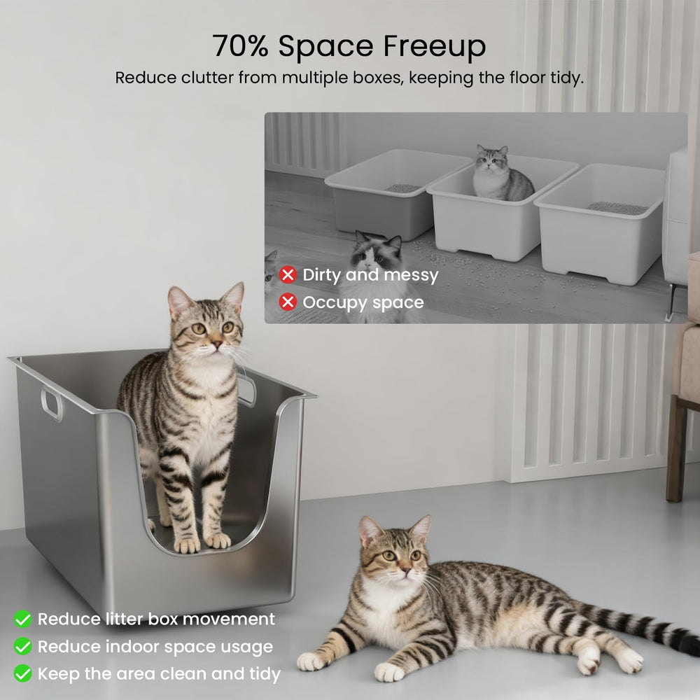 PTFFF litiere-acier-inox-nettoyage-rapide-hygiene: rinçage rapide et entretien simple