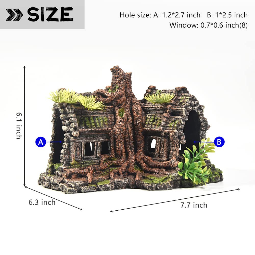 PTFJZ décor maison-reptile, abri sûr pour petits poissons et crevettes.