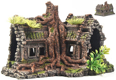PTFJZ décor aquarium temple en ruines, crée une ambiance mystérieuse sous-marine.